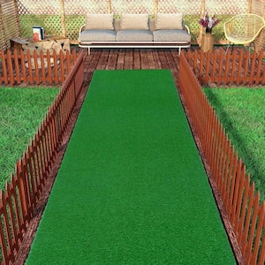 Evergreen Collection Waterproof Solid 3x9 Indoor/Outdoor 2 ft. 7 in. x 9 ft. Green Artificial Grass Runner Rug