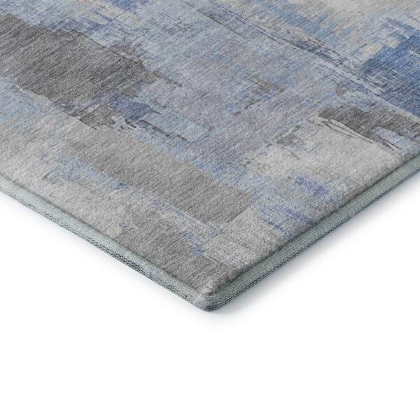 Mayfield Premium Machine Washable Abstract AMF1967 Denim 10 ft. x 14 ft. Area Rug