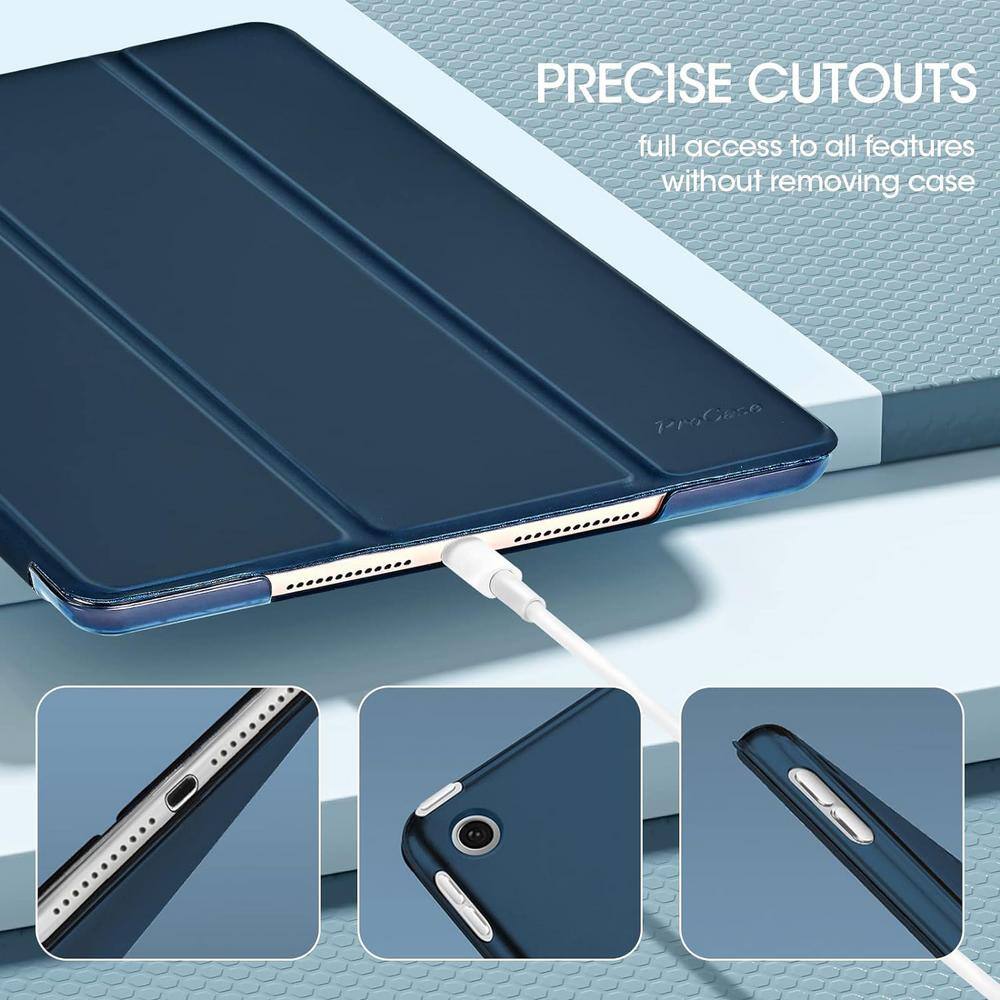 Ultra Slim Lightweight Smart Cover Stand Case with Translucent Frosted Back Protector Fit for iPad 10.2 in. , Navy Blue
