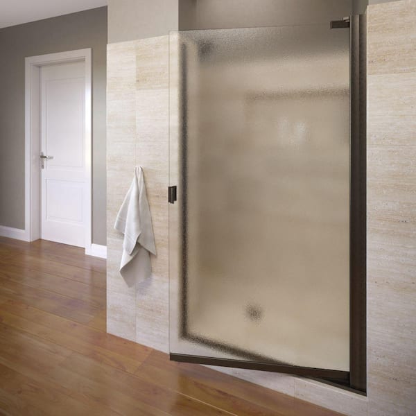 Basco Armon 28-1/8 in. x 66 in. Semi-Frameless Pivot Shower Door in Oil Rubbed Bronze with Obscure Glass