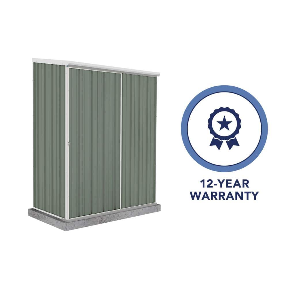 Pale Eucalypt 5' x 3' Metal Storage Shed with Sliding Door