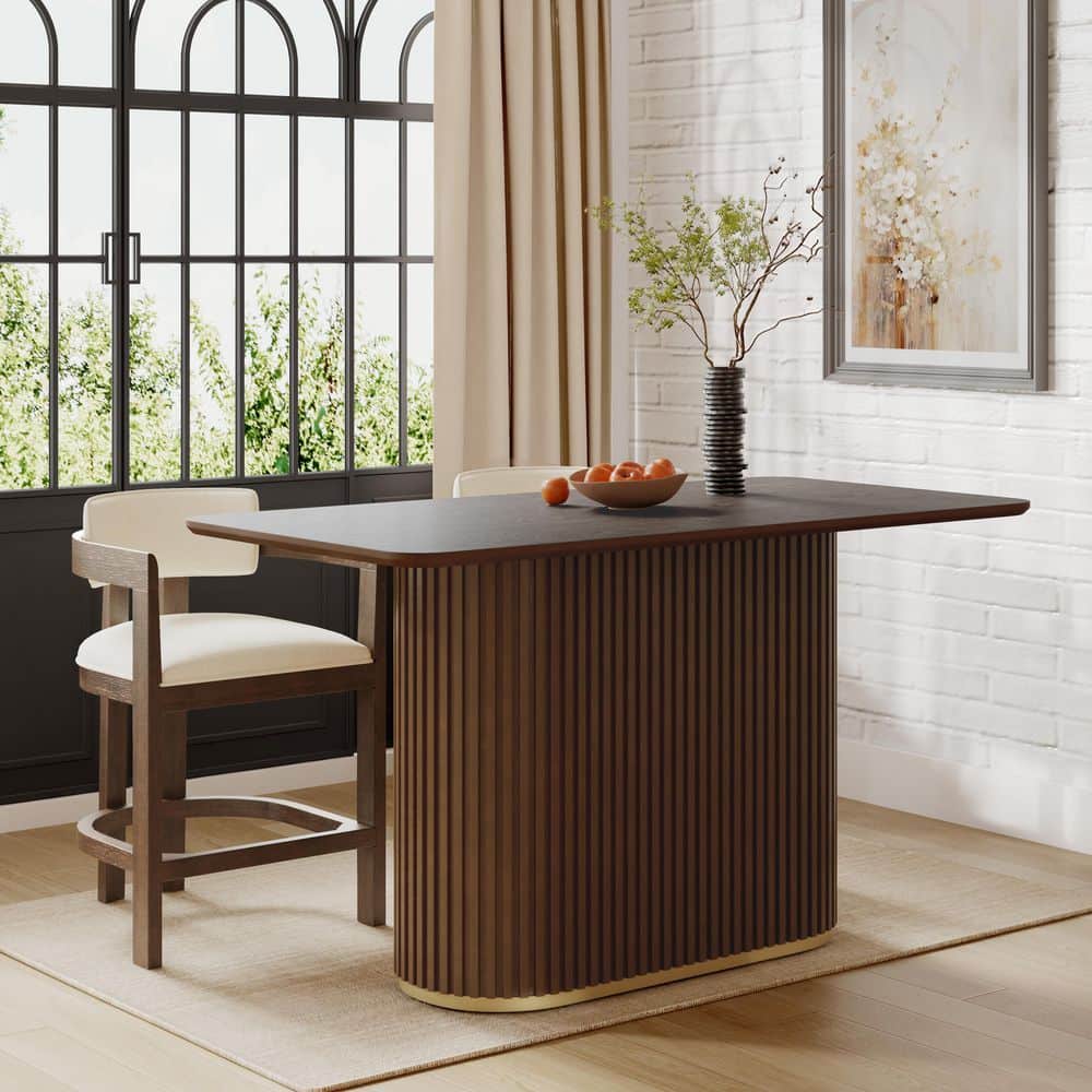 Harper & Bright Designs Mid-Century Modern Walnut 63 in. Wood and Iron ...