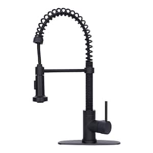 Single Handle Pull-Down Sprayer Kitchen Faucet Pre-Rinse Spring in Matte Black