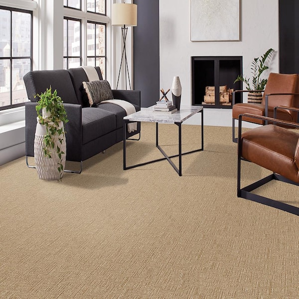 Crystal Cavern - Brushstroke-Beige 12 ft. 45 oz. Triexta PET Pattern Installed Carpet
