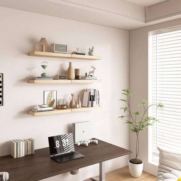 17 in. W x 6 in. D Wooden Decorative Wall Shelf, Set of 3 NYB2917