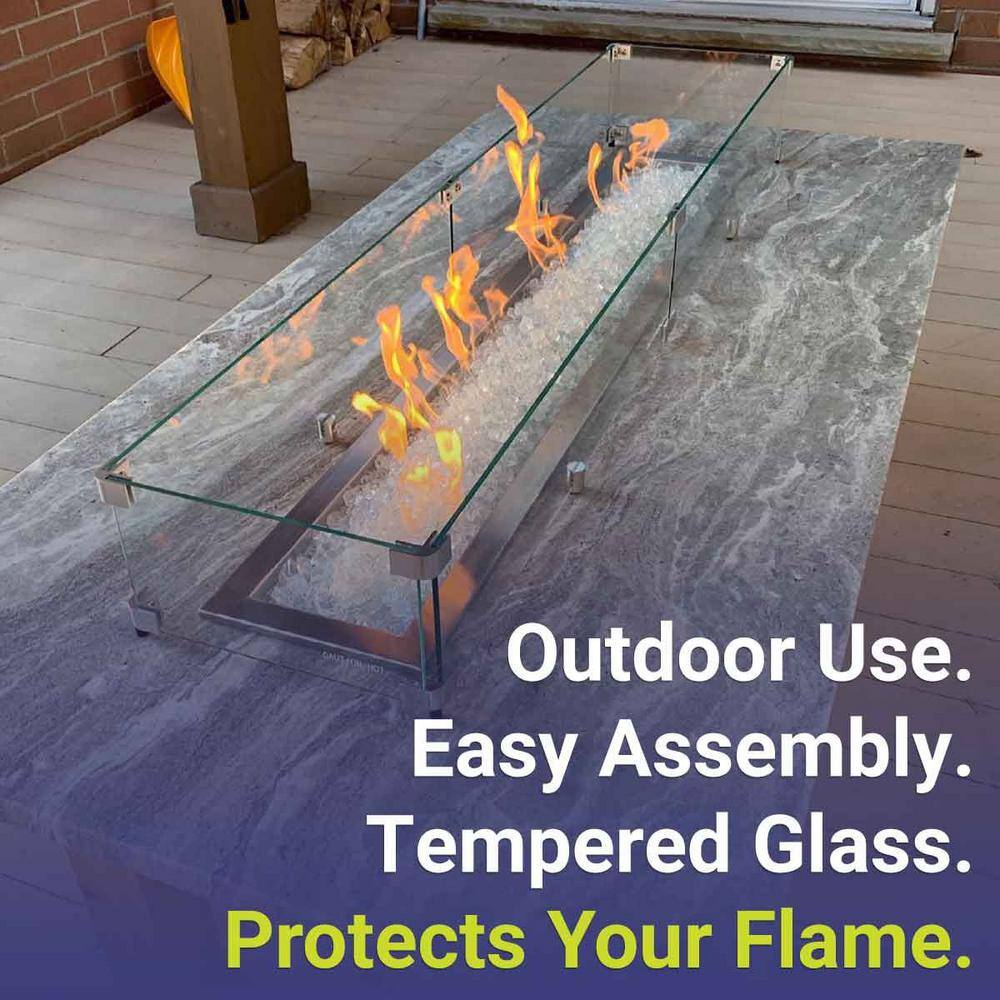 36" Clear Tempered Glass Fire Pit Flame Guard