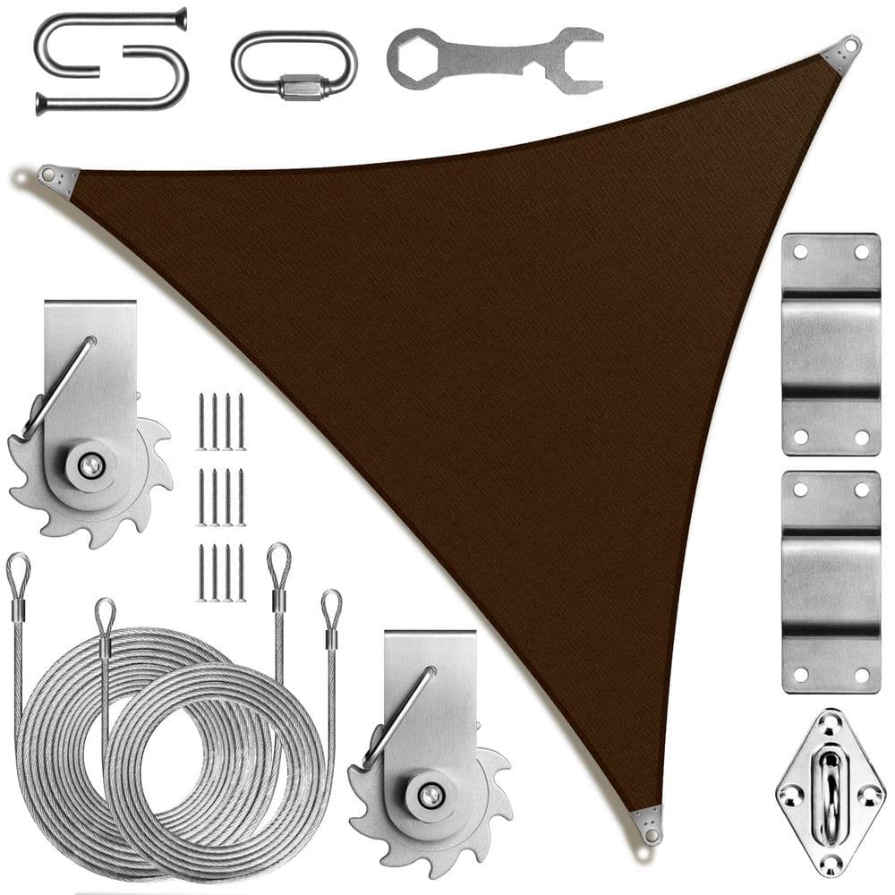 Super Ring 32 ft. x 32 ft. x 32 ft. Triangle Sun Shade Sail with Winch Kit-Brown price history on PriceWatchPro