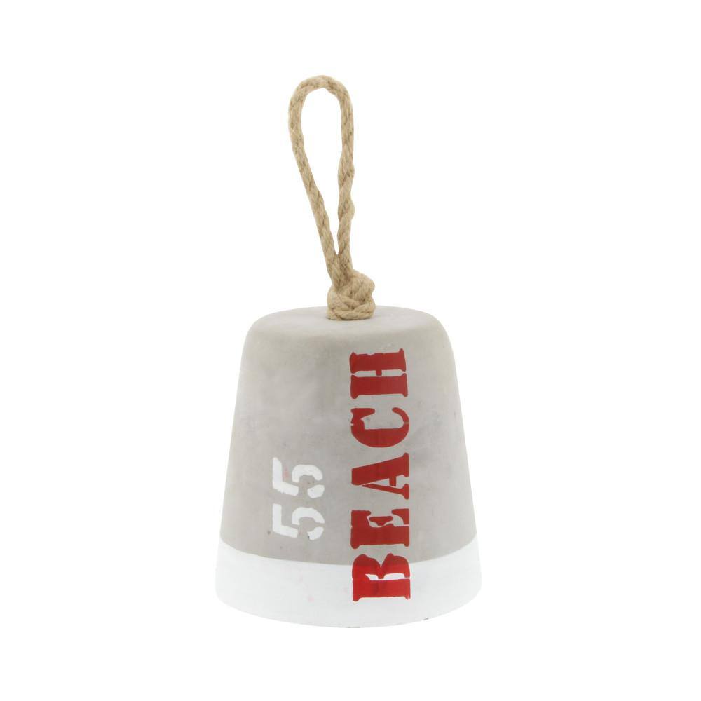 Gray Cement Coastal Buoy Door Stopper with Rope Accents, Set of 2