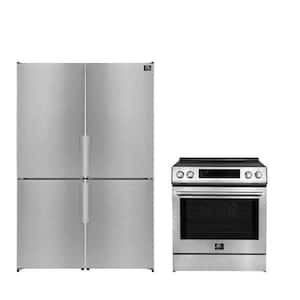 2 Pc Bundle-Donatello 30" 4 Element Induction Range, Guardia 46.8" Bottom Freezer Refrigerator in Stainless Steel