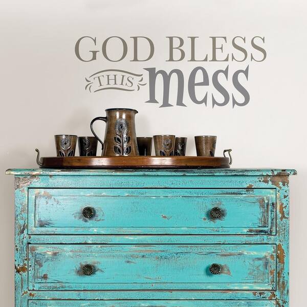 WallPops God Bless this Mess Wall Quote