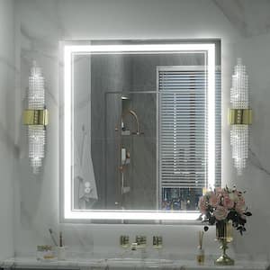 32 in. W x 36 in. H Rectangular Frameless 192 LEDs/m Front Lighted Anti-Fog Tempered Glass Wall Bathroom Vanity Mirror