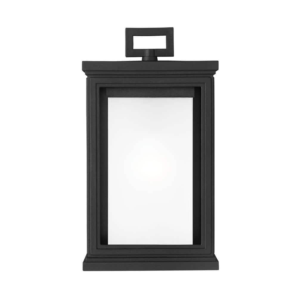 Textured Black Rectangular Outdoor Wall Lantern with White Opal Glass