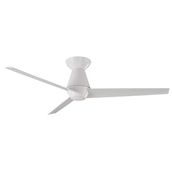Modern Forms Slim 52 In Led Indoor Outdoor Matte White 3 Blade Smart Flush Mount Ceiling Fan With Light Kit And Remote Control Fh W2003 52l Mw - Modern Ceiling Fan No Light Low Profile