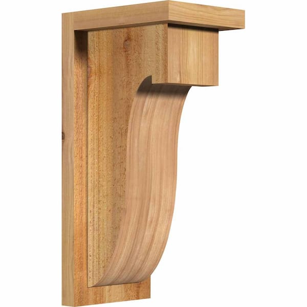 Ekena Millwork 6 in. x 8 in. x 16 in. Western Red Cedar Del Monte Rough Sawn Corbel with Backplate