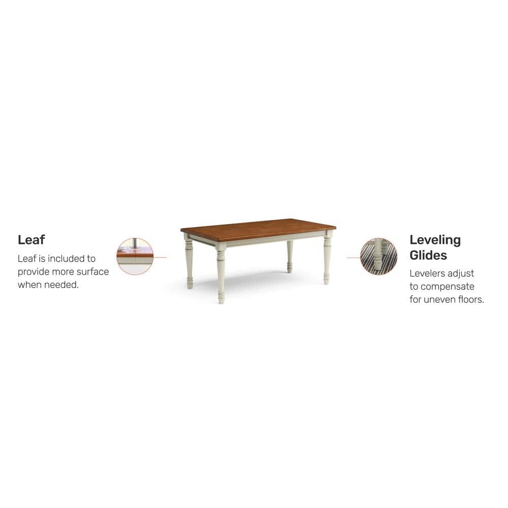 Cottage Charm Extendable Dining Table in Off-White and Oak