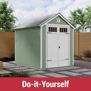 Garden Shed Do-it Yourself 6 ft. x 8 ft. Wood Storage Shed with Galvanized Metal Roof and transom windows (48 sq. ft.)