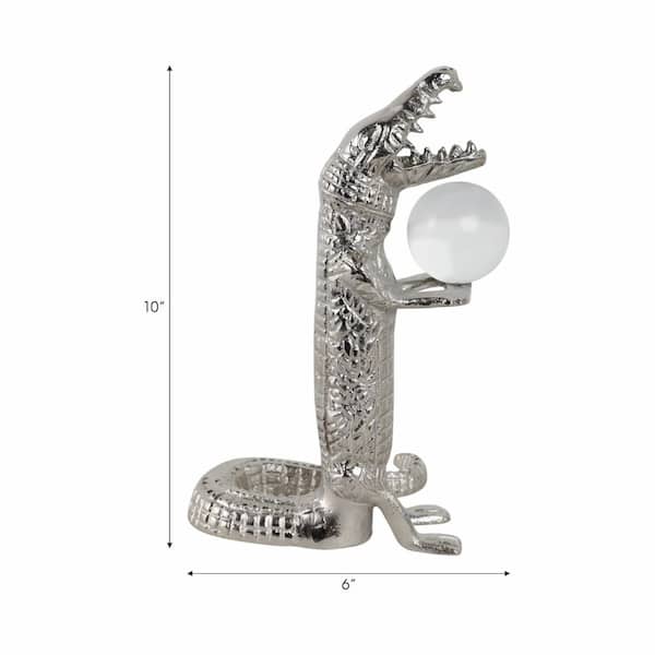 Liv & Skye Silver 6.5 in. x 10.5 in. Metal Crocodile Holding