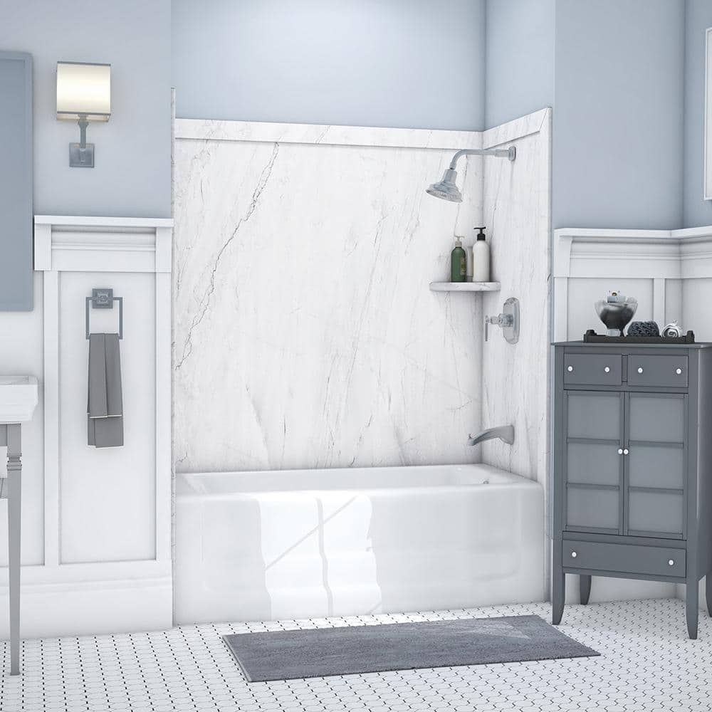 Oyster White Marble Finish Bathtub Surround Kit