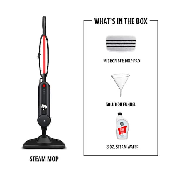 Corded Steam Mop for Sealed Hard Floors, Hard Floor Steam Cleaner with 8 oz. Steam Water and Microfiber Mop Pad in Black