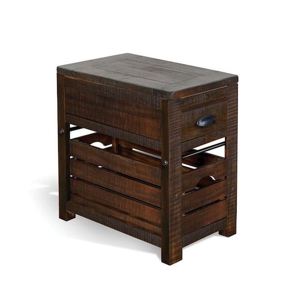 Benjara 26 in. Brown Rectangle Wood End Table with Drawer