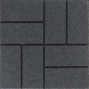 Reversible 16 in. x 16 in. x 0.75 in. Slate Brick Face/Flat Profile Rubber Paver
