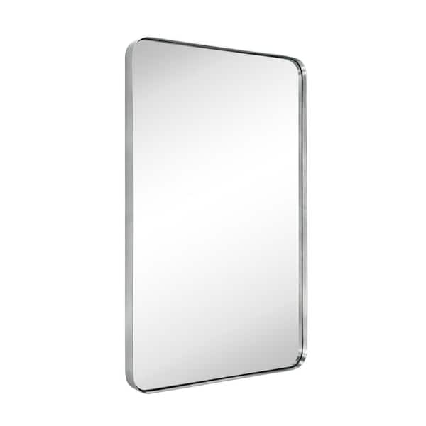 TEHOME Kengston 24 in. W x 36 in. H Large Rectangular Metal Framed Wall Mounted Bathroom Vanity Mirror in Brushed Nickel