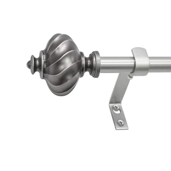 Montevilla Ribbed Knob 48 in. - 86 in. Adjustable Curtain Rod 5/8 in. in Dark Nickel with Finial