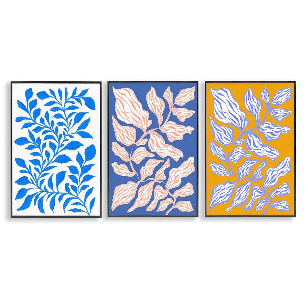 Boho Leaf Patterns by Martina Pavlova 3 Pieces Black Framed Nature Giclee Art Print 18 in. x 12 in. price history on PriceWatchPro