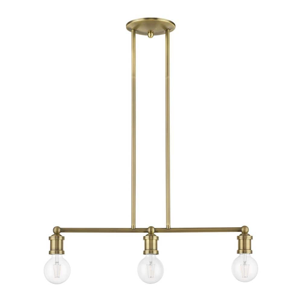 Lansdale Antique Brass 3-Light Linear Chandelier