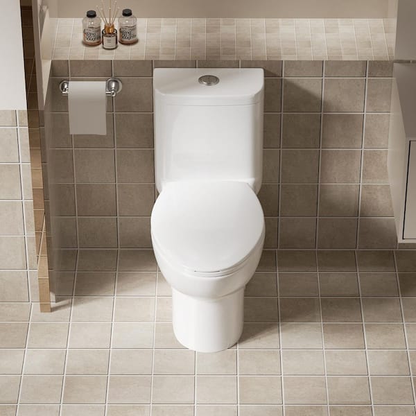 Standard Series 12 in. 1-Piece 1.1/1.6 GPF Dual Flush Elongated Toilet in Gloss White Seat Included