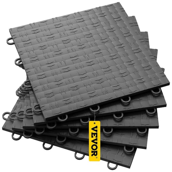 VEVOR 12x12 Garage Floor Tiles, 25 Pack Black Interlocking Garage Floor  Covering Tiles, Graphite Diamond Plate Garage Flooring Tiles  Slide-Resistant 55000lbs Capacity for Basement Gym 
