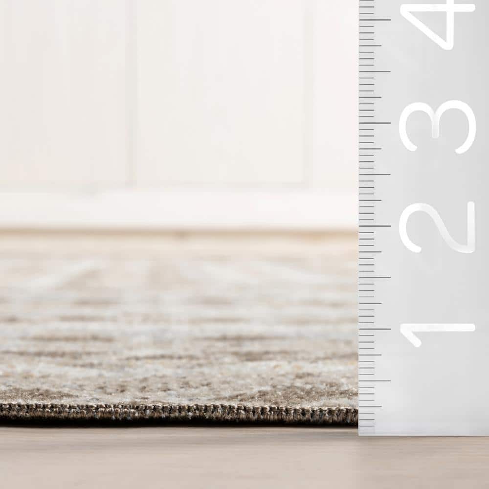 Carley Beige and Gray Geometric Machine Washable Area Rug