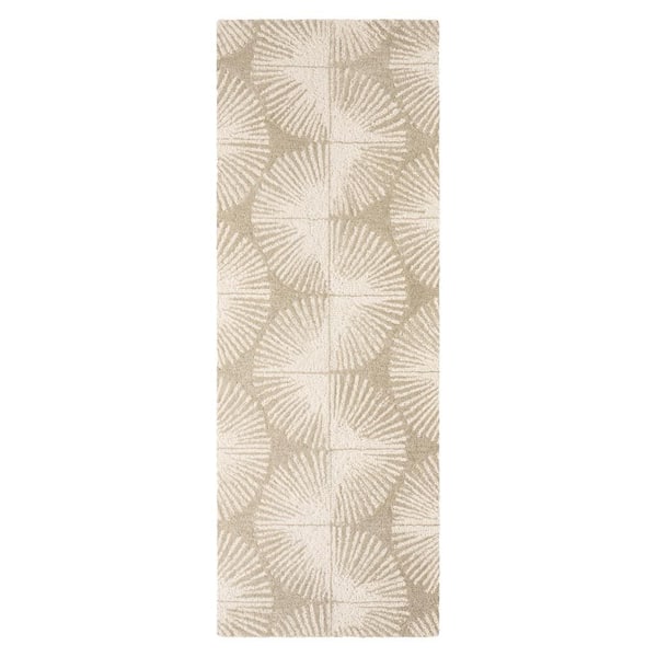 Kendall Fluted Geo Handcrafted Wool 2.5 ft. x 7 ft. Taupe Area Rug