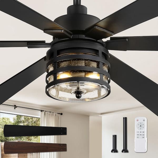 65 Inch Ceiling Fan With Lights, Farmhouse Caged Ceiling Fans