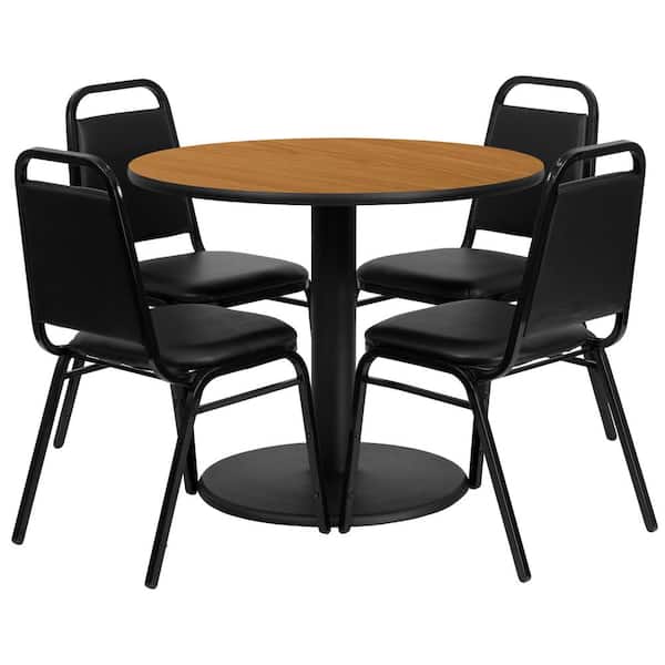 Carnegy Avenue 5-Piece Natural Top/Black Vinyl Seat Table and Chair Set