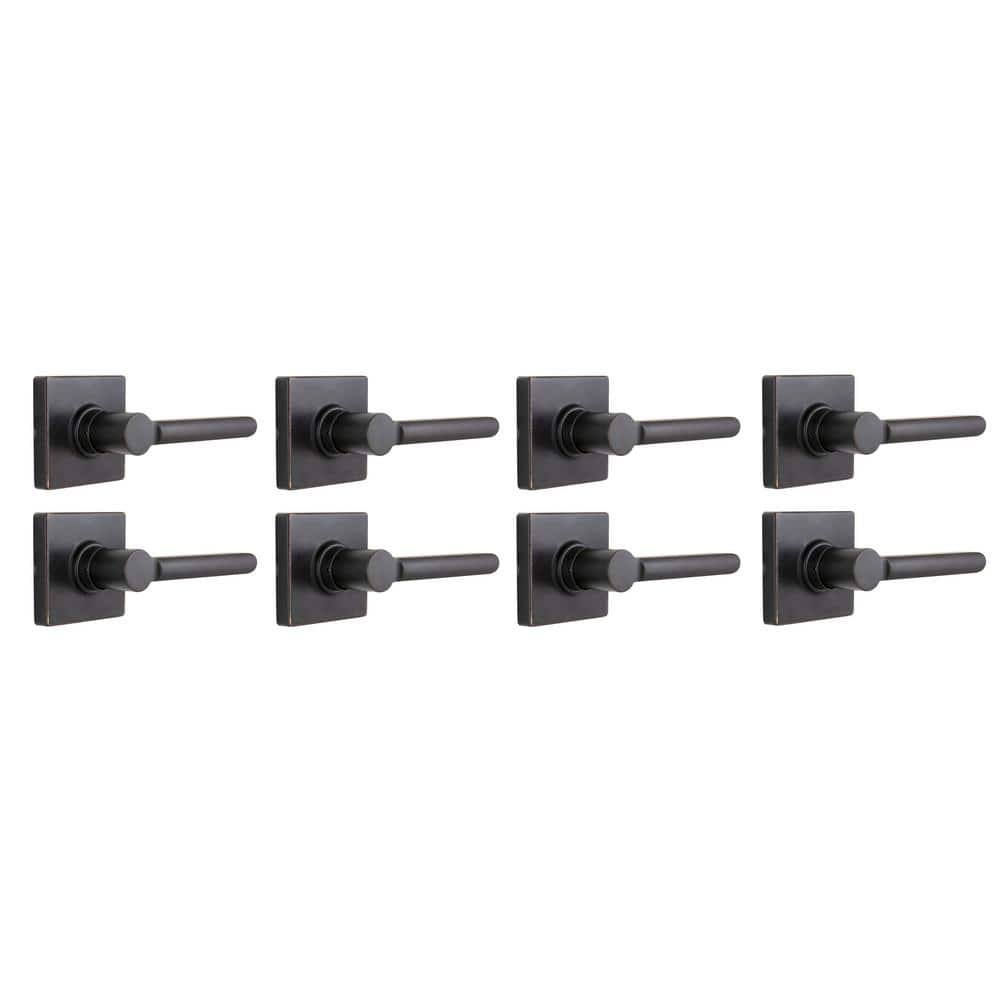 Tonebridge Aged Bronze Hall/Closet Door Lever with Square Rose 8-Pack
