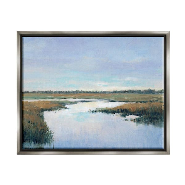 The Stupell Home Decor Collection Rural River Horizon Landscape Design by Tim OToole Floater Framed Nature Art Print 31 in. x 25 in.