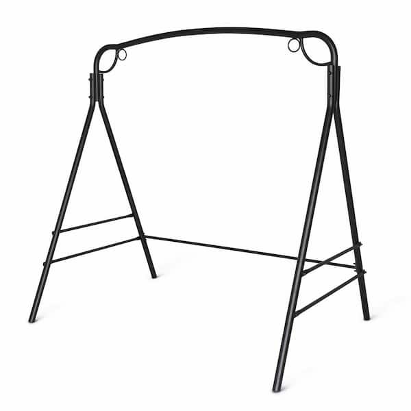 VINGLI 69.3 in. Black Metal Patio Swing Stand Support 660 lbs., with Durable PU Coating, Upgraded 2-Side-Bar Design