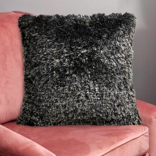 Grey shag outlet pillow