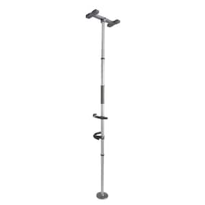 Sure Stand Security Pole, 7-10 ft. Floor to Ceiling Transfer Pole with 15 in. Grab Bars in Anodized Aluminum in Gray