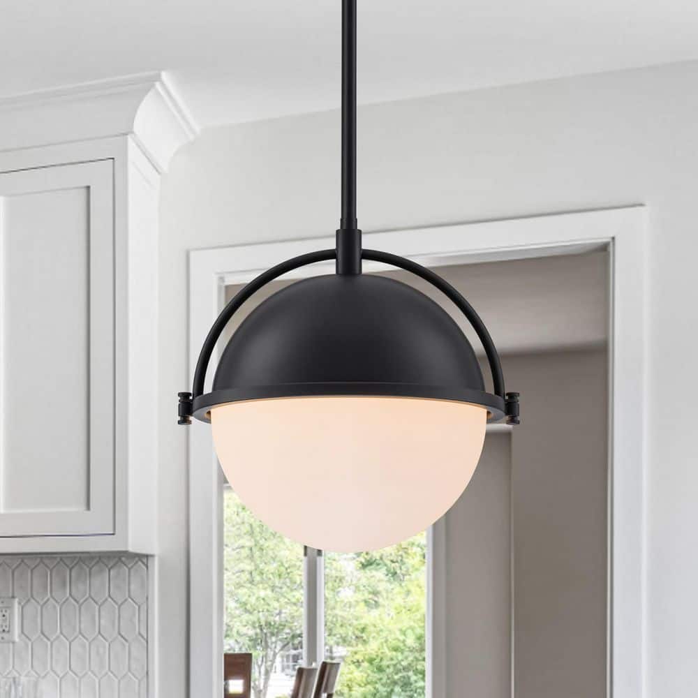 Modern 1-Light Black Pendant Light w/ 7.9 in. Clear Glass Globe, Adjustable Hanging Rod for Kitchen Island, Dining Room price history on PriceWatchPro