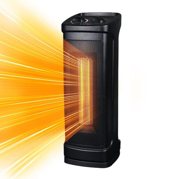 1500W Electric Indoor Tower Compact Ceramic Fan, 17.09 in. Space Heater with Overheat and Tip Over Safety Shutoff