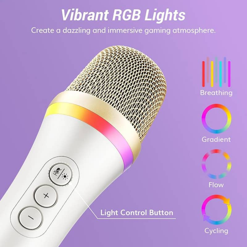 USB Dynamic Microphone for Podcast Gaming Mic with RGB for Recording with Quick Mute and Stand White