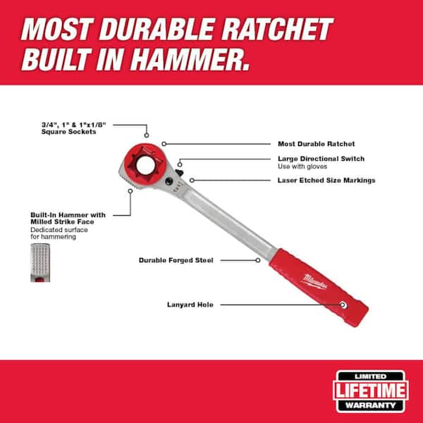 3/4 in. Linemans High Leverage Ratcheting Wrench with Milled Strike Face with 9 in. Linemans Pliers with Crimper