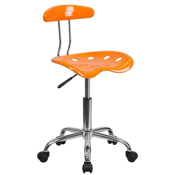 Flash Furniture Vibrant Orange and Chrome Task Chair with Tractor Seat
