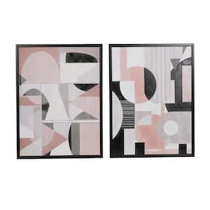 2- Panel Abstract Mid Century Modern Geometric Framed Wall Art with Black Frames 32 in. x 24 in.