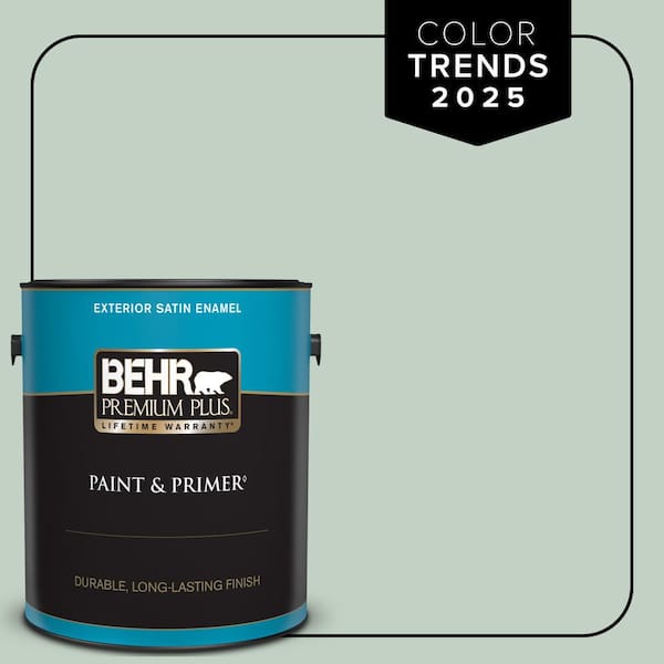 BEHR PREMIUM PLUS 1 gal. #PPU11-13 Frosted Jade Satin Enamel Exterior Paint & Primer