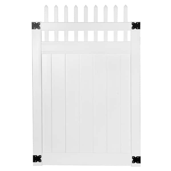 Veranda Pro Series 4 ft. W x 6 ft. H White Vinyl Woodbridge Picket Top Privacy Fence Gate