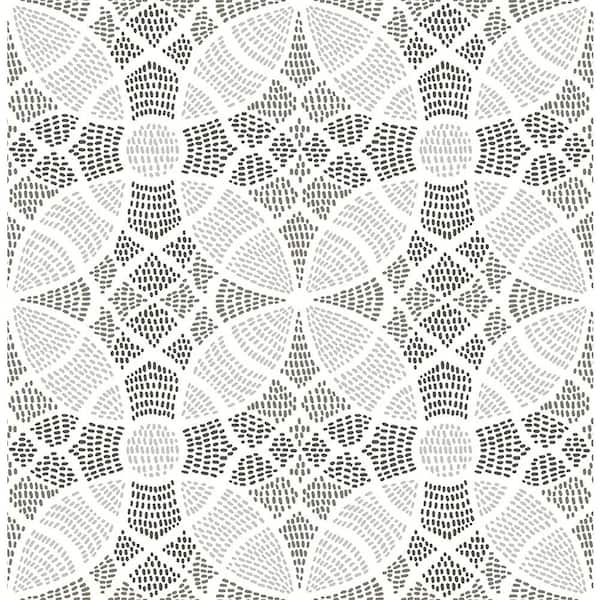 A-Street Prints 8 in. x 10 in. Zazen Grey Geometric Wallpaper Sample