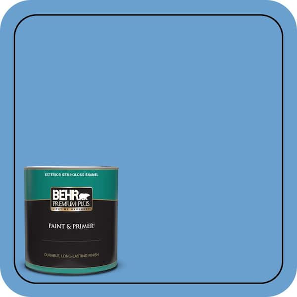BEHR PREMIUM PLUS 1 qt. #P520-4 Cornflower Semi-Gloss Enamel Exterior Paint & Primer